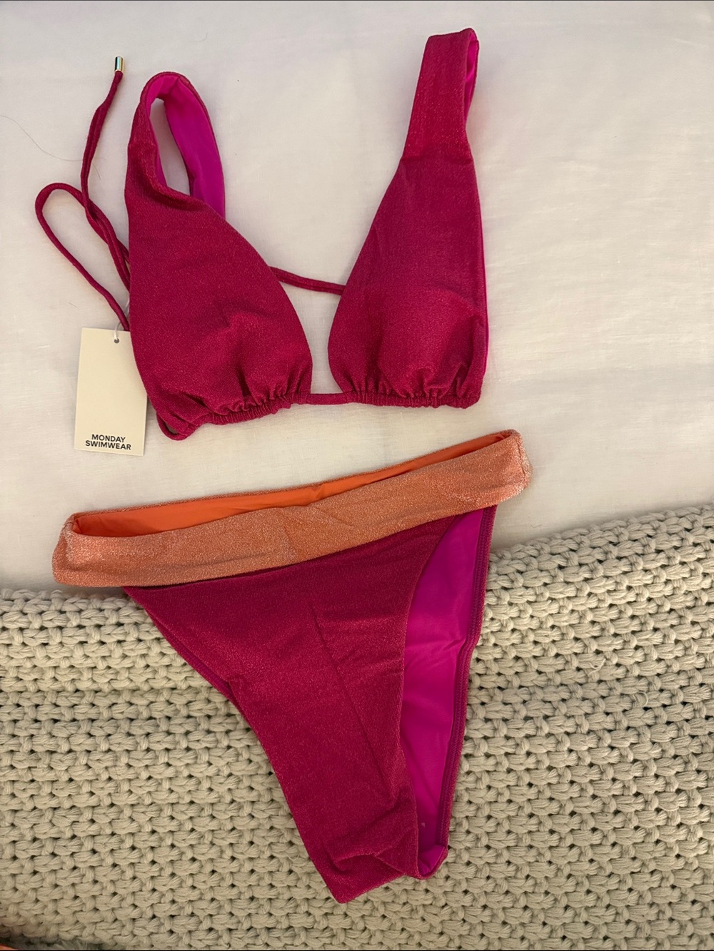 Monday Swimwear Fuchsia Bikini Set 🩷